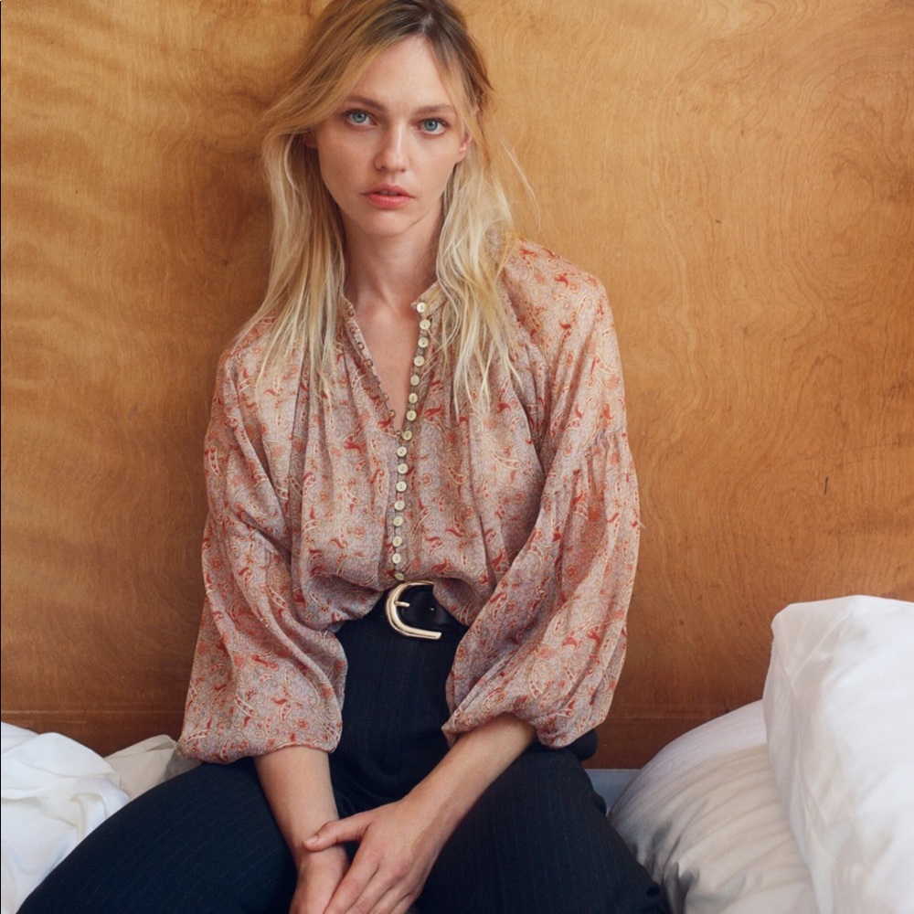 Zara Cropped Print Blouse